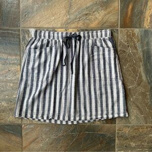 Max Studio Striped Cotton Casual Skirt Women's Size Large Navy Ivory